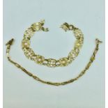Two 9ct yellow gold bracelets AF (7g)