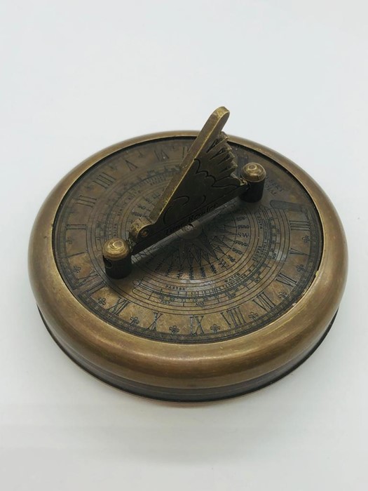 A brass cased compass and sundial by Gilbert of London - Image 4 of 5