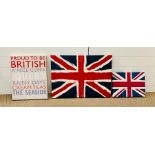 Three box canvases, two Union Jacks and one Proud to be British