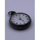 A Ladies silver pocket watch AF (crack to glass)