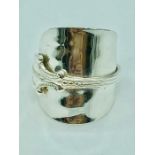 A hallmarked silver spoon ring handcrafted by Boochi and Co from antique silver cutlery, each ring
