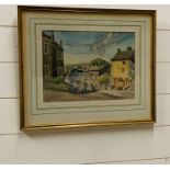 A watercolour of a village scene 1945 signed bottom right Bernard Bowerman