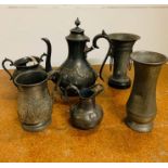 Six pieces of Antique pewter
