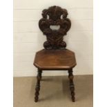 A late Victorian hall chair with bobbin turned legs