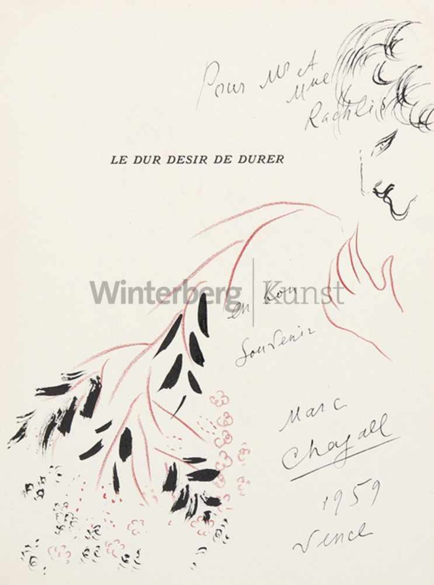MARC CHAGALL Witebsk 1887 - 1985 Vence"Eluard, Paul; Le dur Desir de Durer. Mit einer Zeichnung in