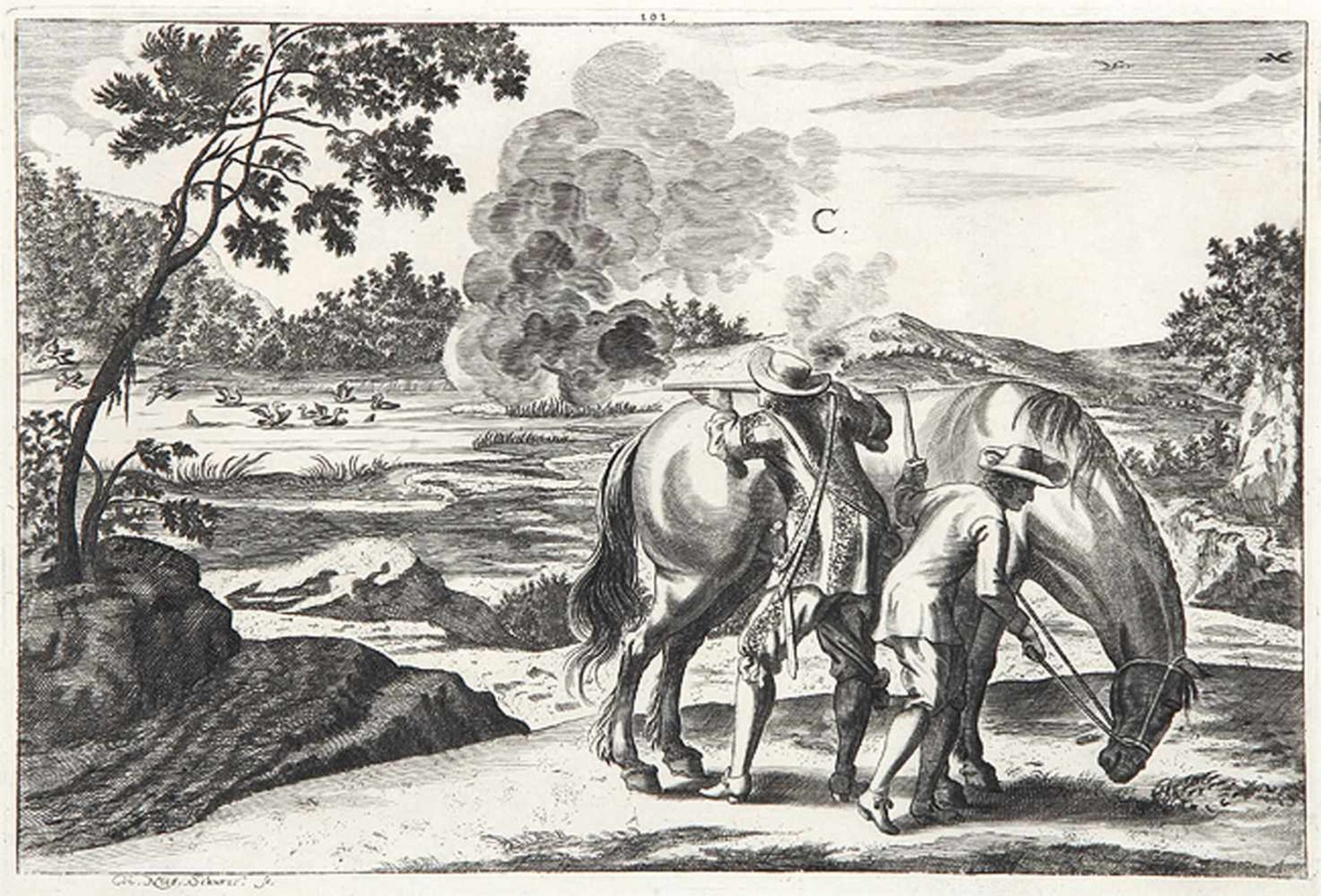 CORNELIUS NICOLAS SCHURTZ 1646 - Nürnberg - 1700Abrichten von Jagdpferden und Kriegsrossen (2). 2