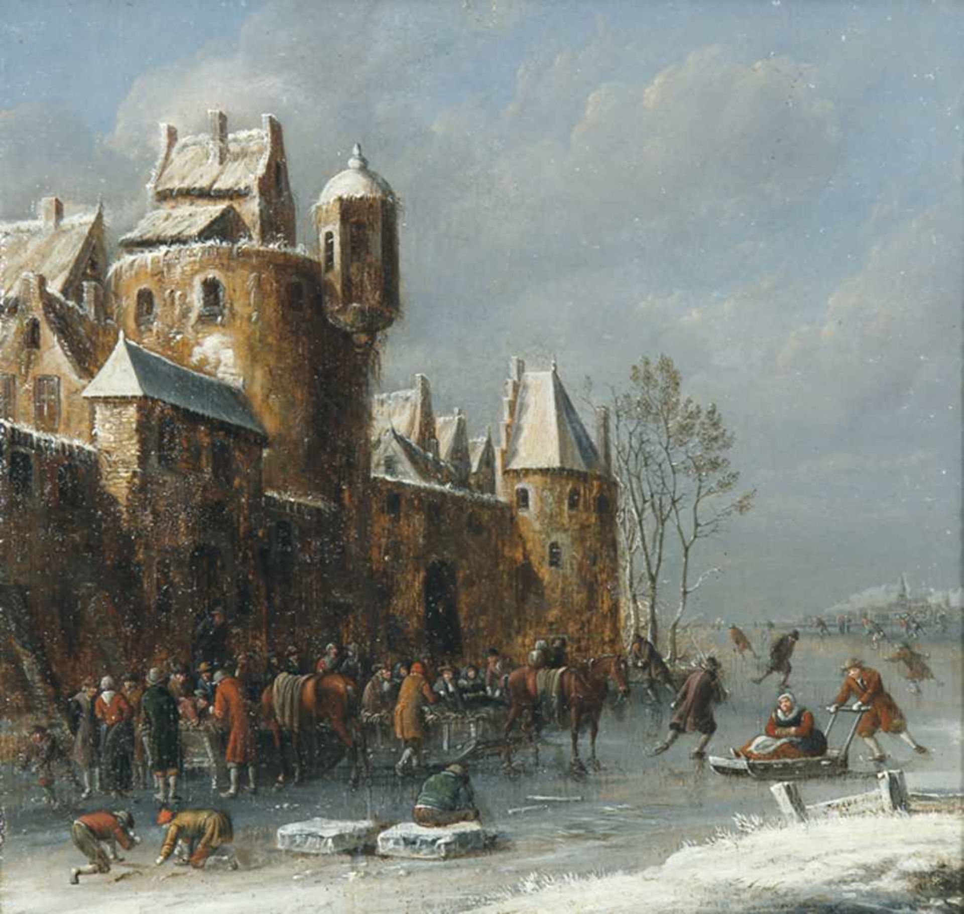 JOHANN OSWALD HARMS Hamburg 1643 - 1708 Braunschweig"Wintervergnügungen auf dem zugefrorenen