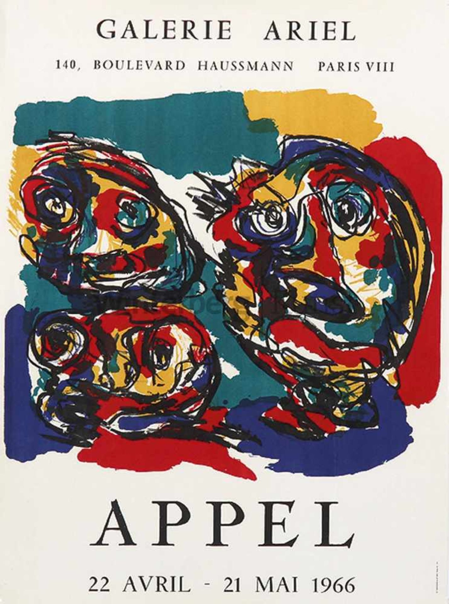 KAREL APPEL Amsterdam 1921 - 2006 ZürichAppel (Trois Têtes). Ausstellungsplakat der Galerie Ariel,