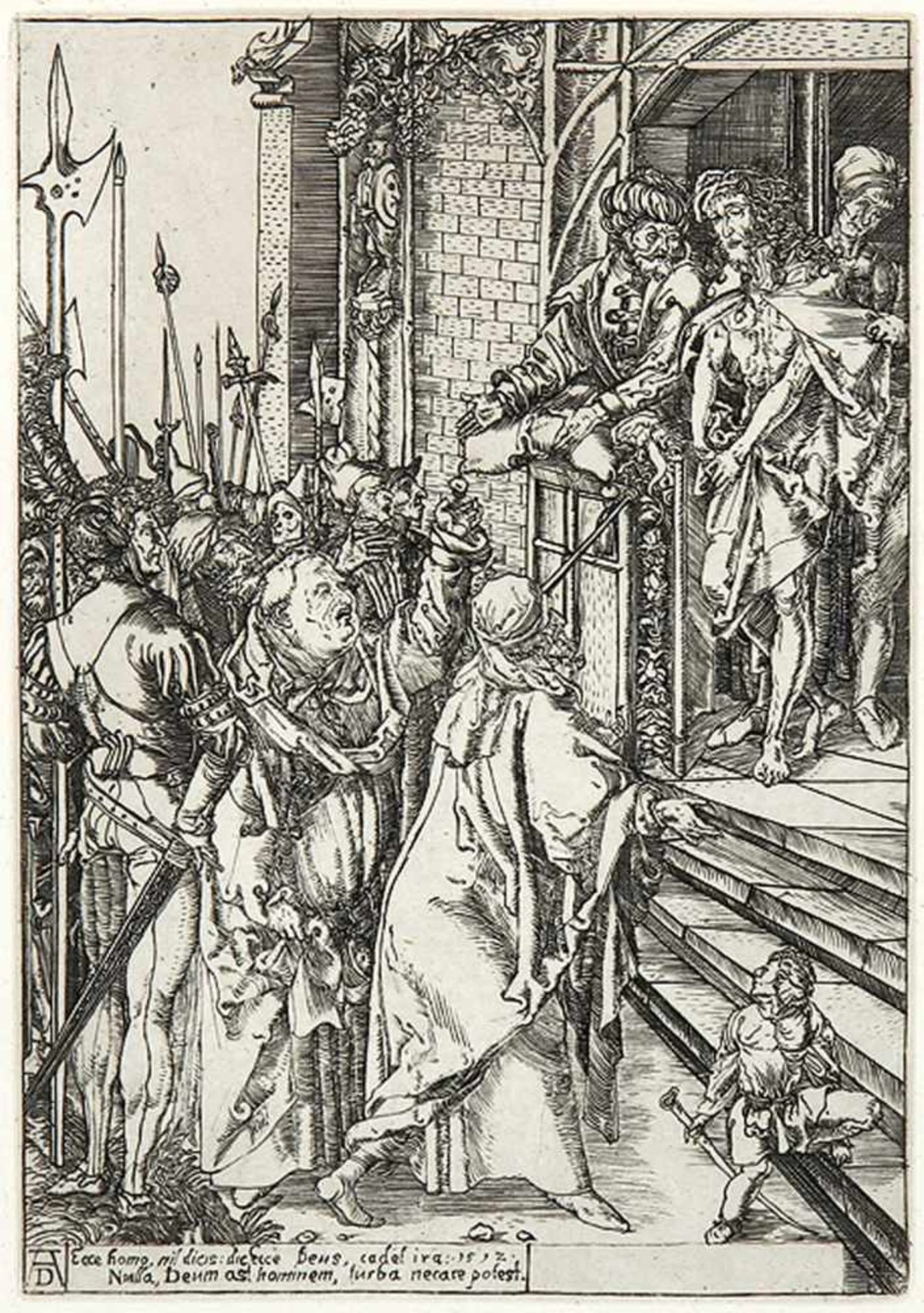 DÜRER - KopienSchaustellung Christi. Seitenverkehrte Kopie nach Dürers Holzschnitt von 1497-1500 aus