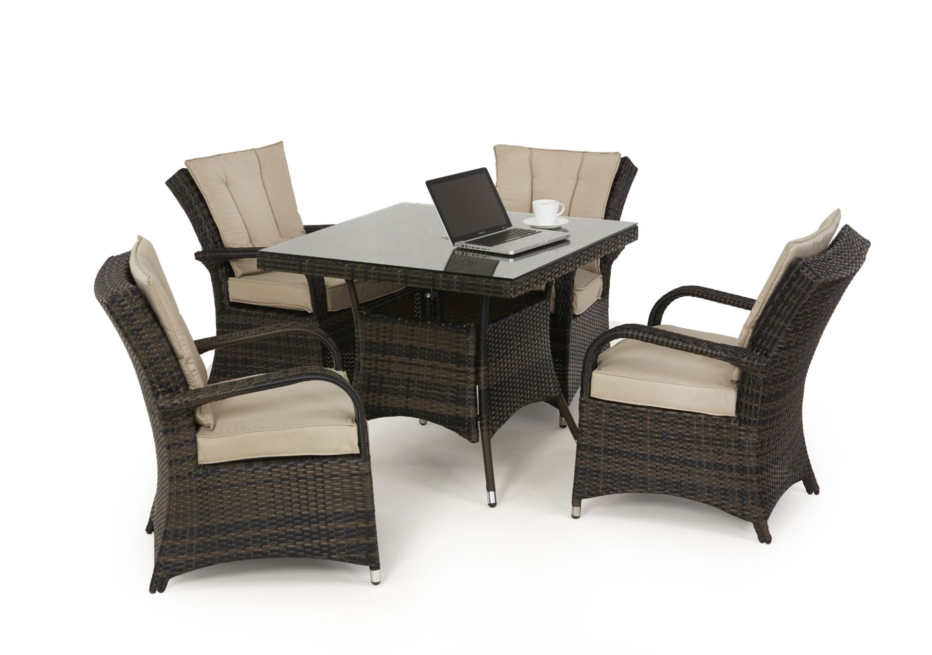 Rattan Texas 4 Seat Square Dining Set (Brown) *BRAND NEW* - Image 3 of 3