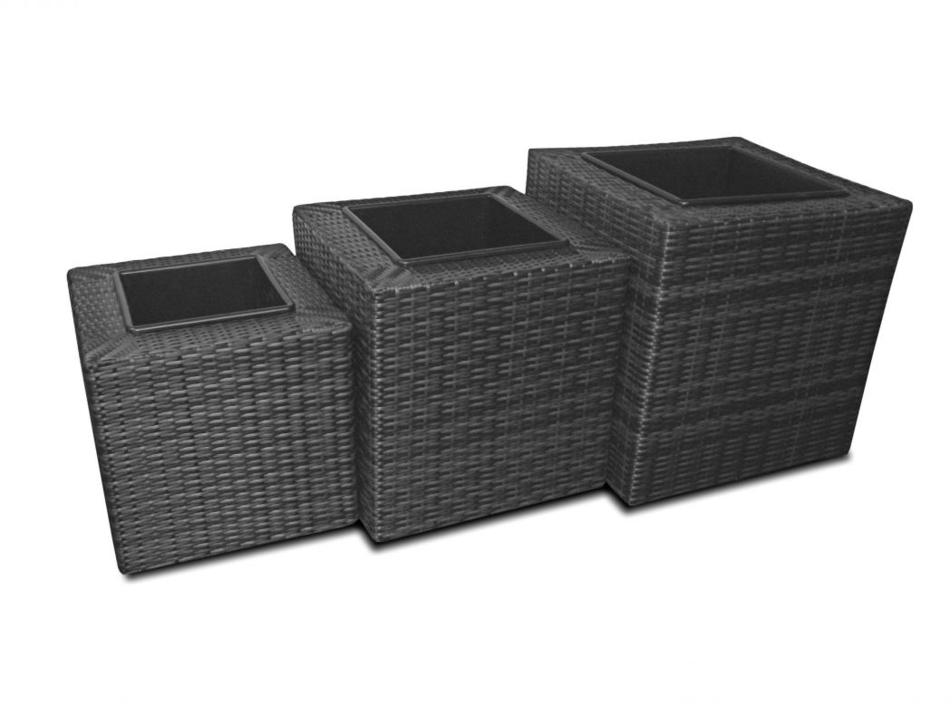 Rattan Square Planters Set (Grey) *BRAND NEW*