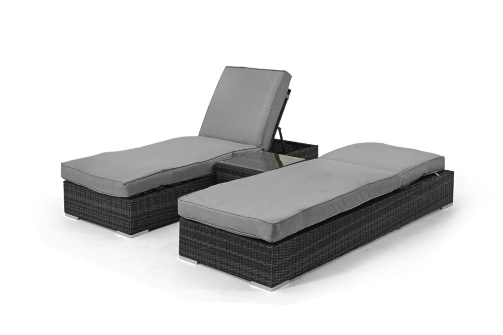 *** RESERVE MET *** Rattan Orlando Sun Lounger Set (Grey) *BRAND NEW* - Image 2 of 2