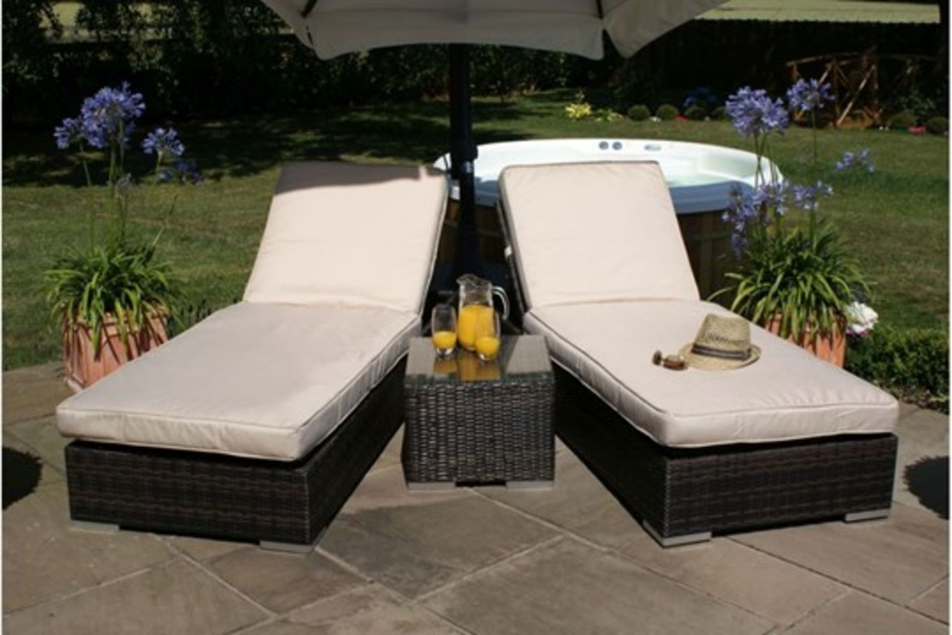 Rattan Orlando Sun Lounger Set (Brown) *BRAND NEW*