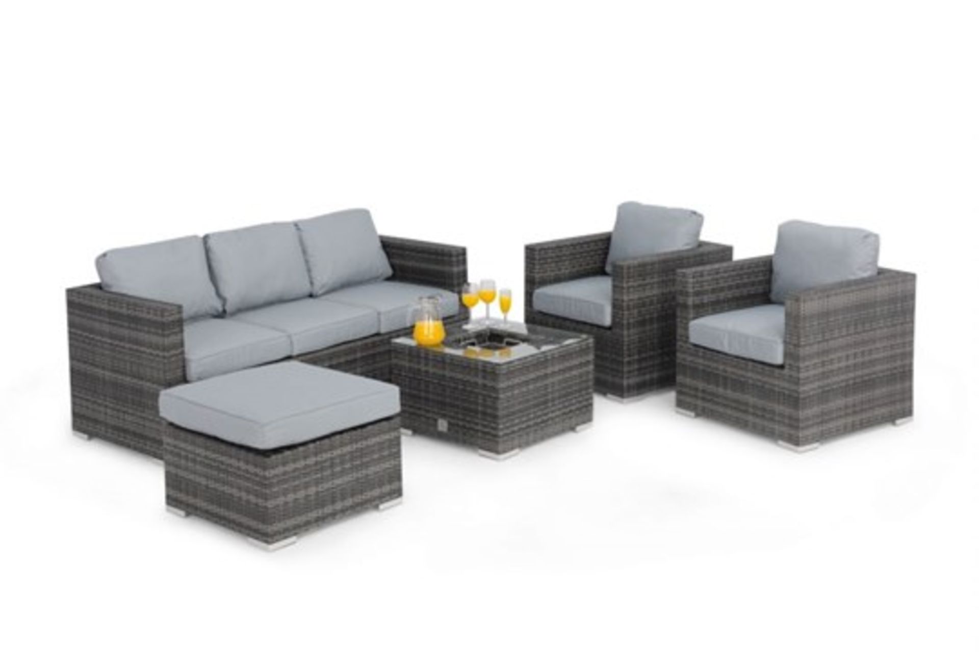 Rattan Georgia 3 Seat Sofa Set With Ice Bucket Feature (Grey) *BRAND NEW* - Image 3 of 4