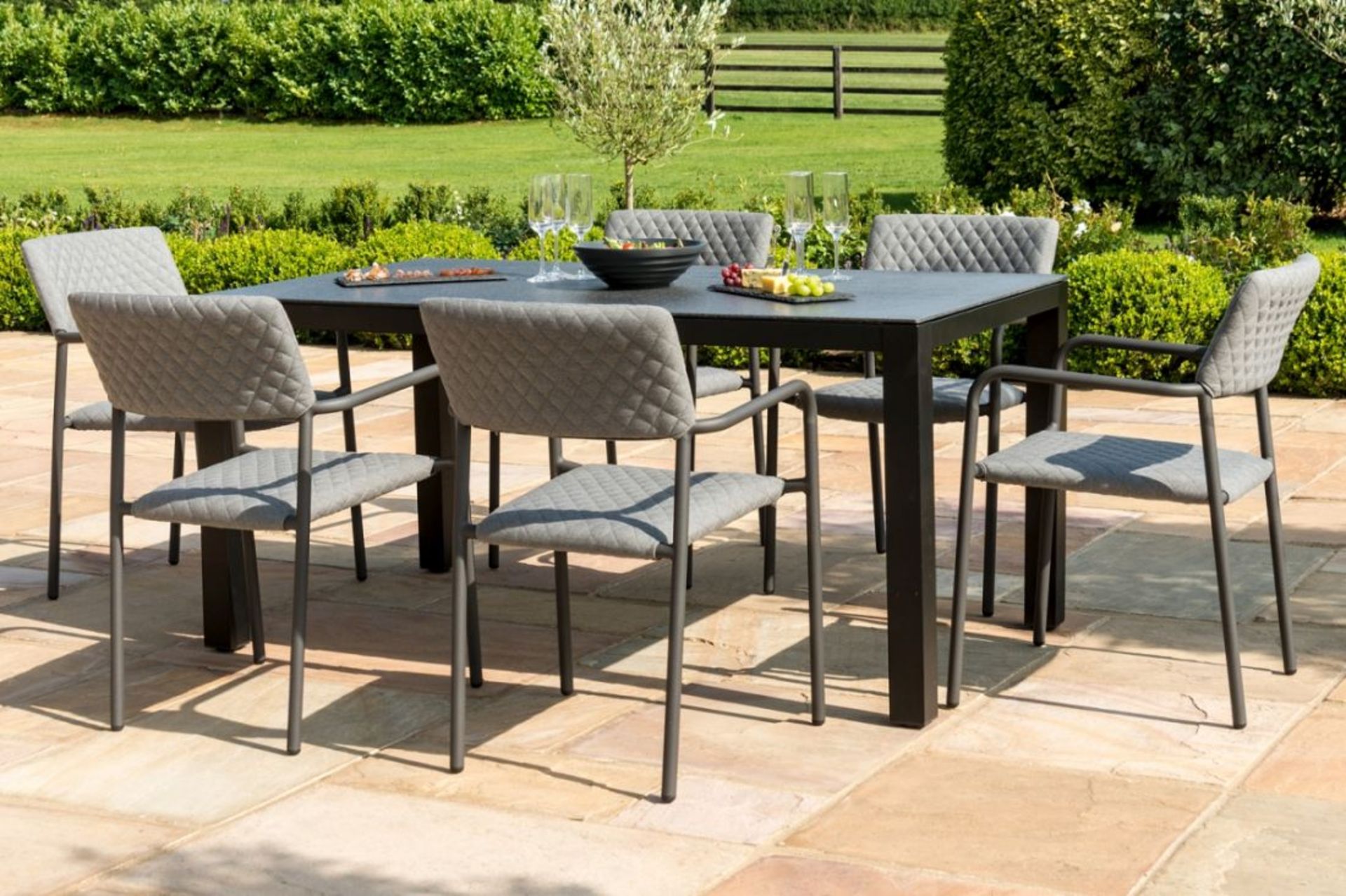 BLISS 6 SEAT RECTANGULAR DINING SET (FLANELLE) *BRAND NEW*