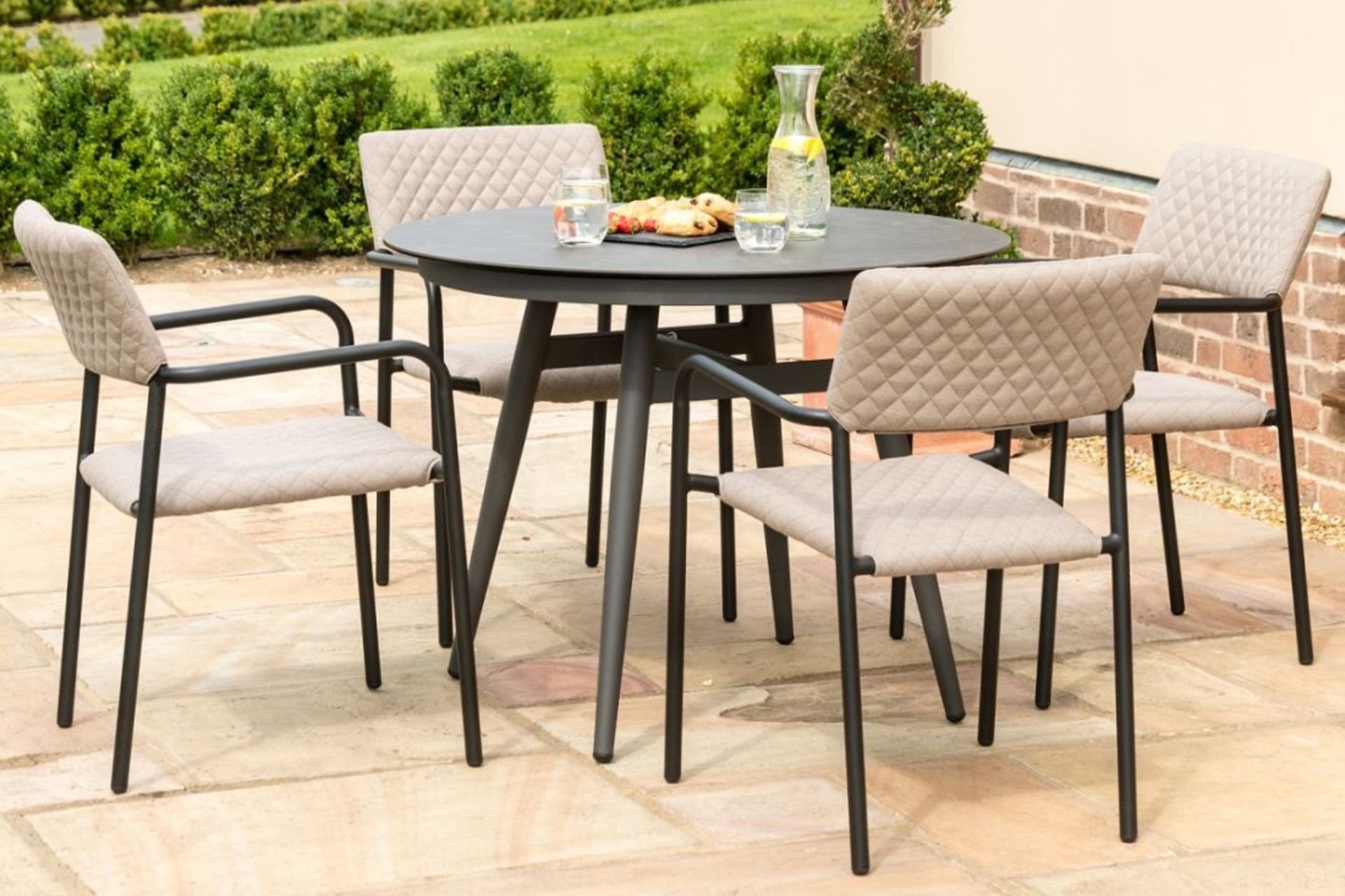 BLISS 4 SEAT ROUND DINING SET (TAUPE) *BRAND NEW*