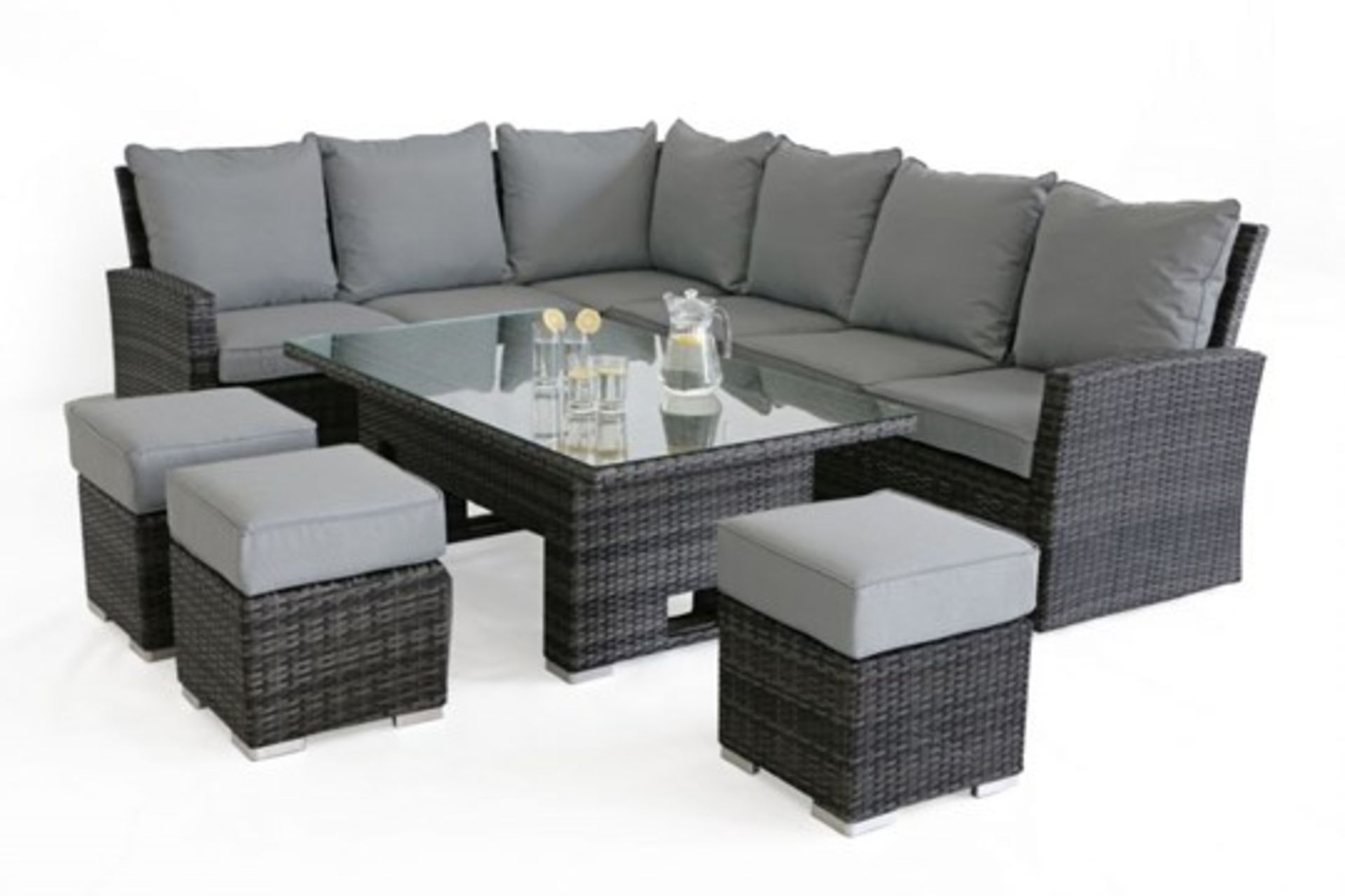 ***RESERVE MET*** Rattan Kingston Corner Outdoor Dining Set With Rising Table (Grey) *BRAND NEW* - Image 3 of 3