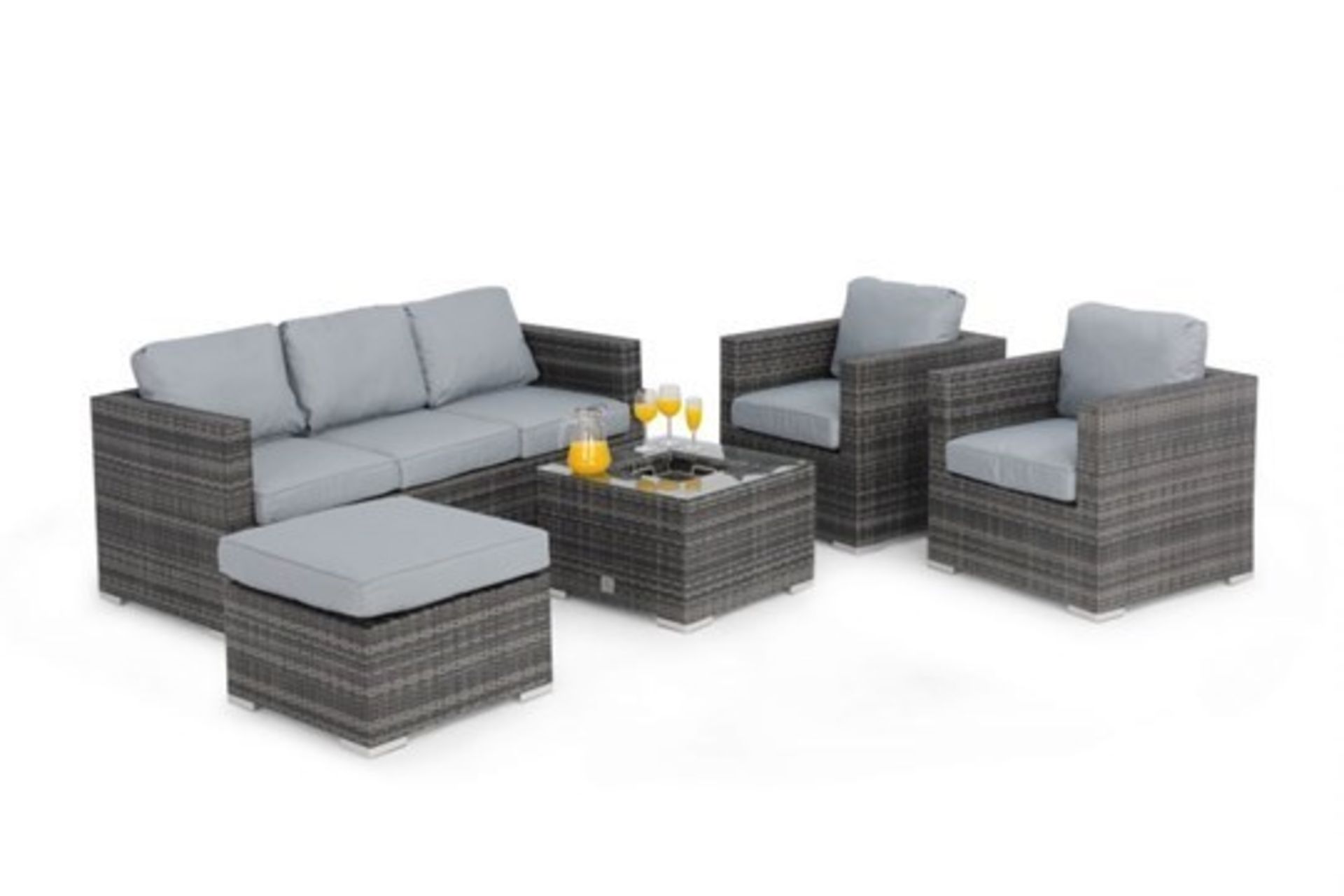 Rattan Georgia 3 Seat Outdoor Sofa Set With Ice Bucket Feature (Grey) *BRAND NEW* - Image 3 of 3