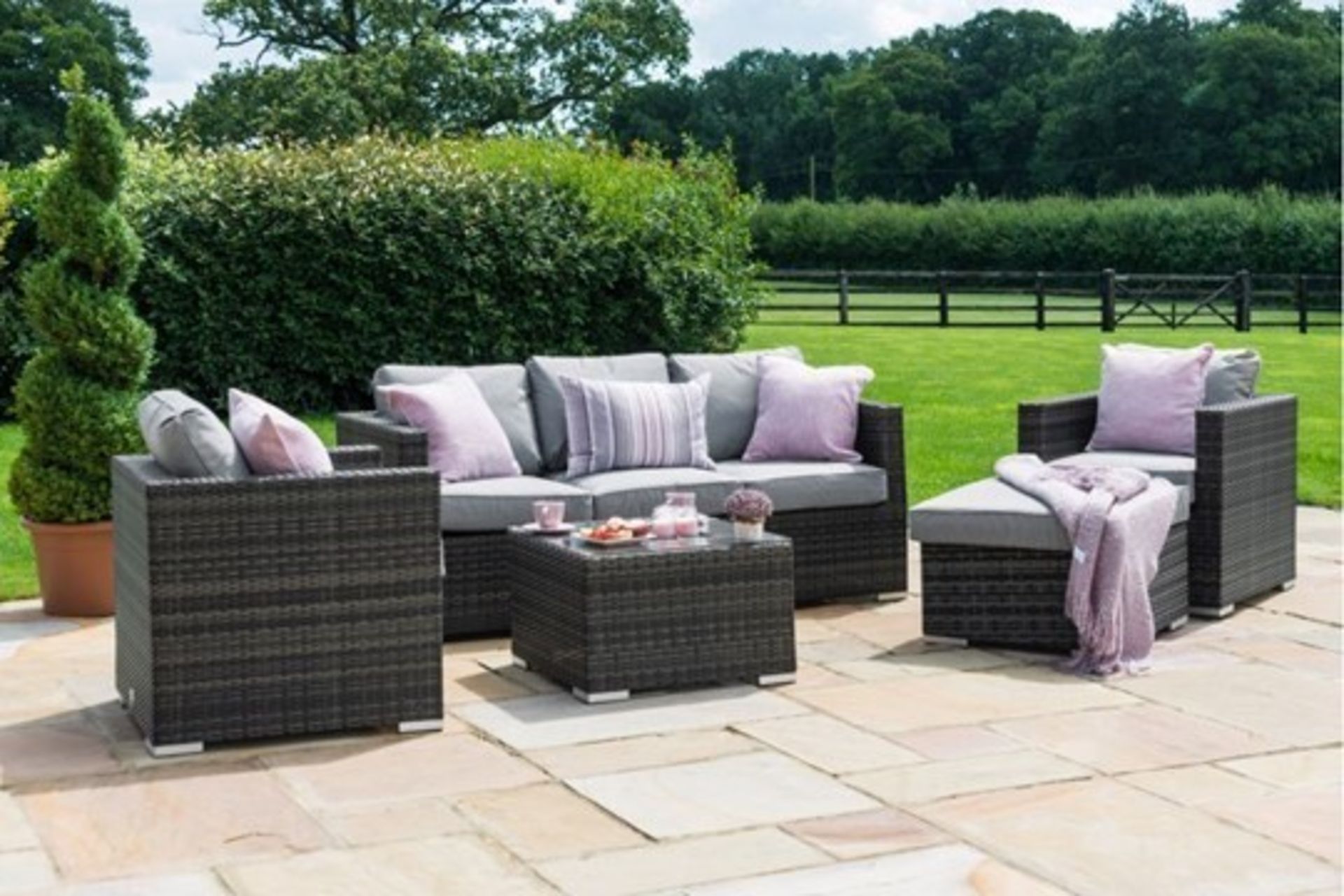 Rattan Georgia 3 Seat Outdoor Sofa Set With Ice Bucket Feature (Grey) *BRAND NEW* - Image 2 of 3
