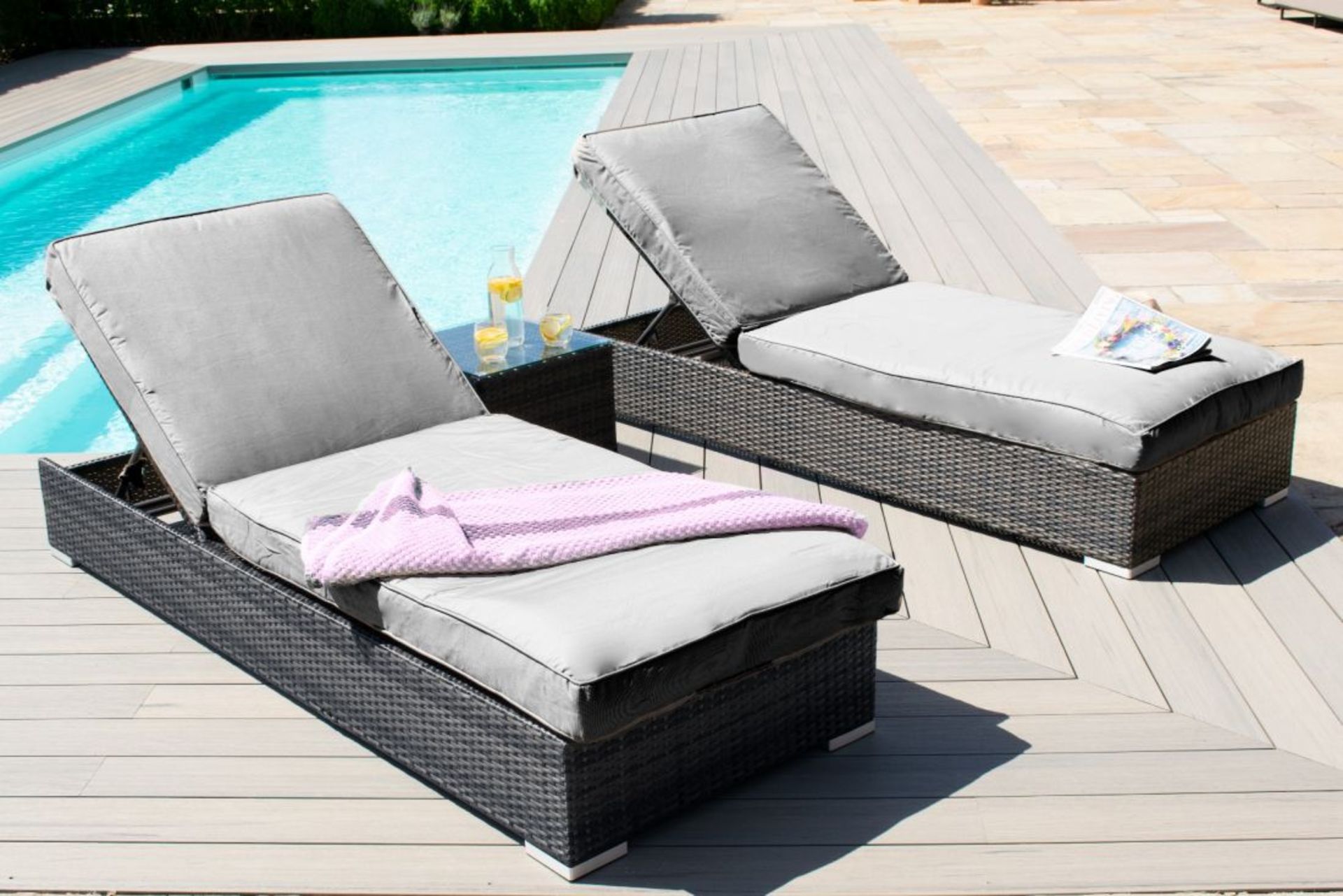 Rattan Orlando Sun lounger Set (Grey) *BRAND NEW* - Image 2 of 2