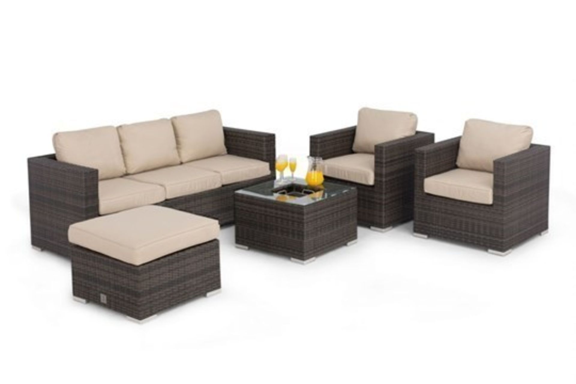 Rattan Georgia 3 Seat Sofa Set With Ice Bucket (Brown) *BRAND NEW* - Image 3 of 3