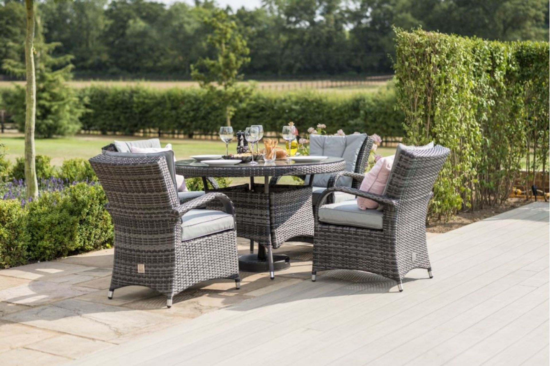 Rattan Texas 4 Seat Round Dining Set (Grey) **BRAND NEW** - Image 2 of 2