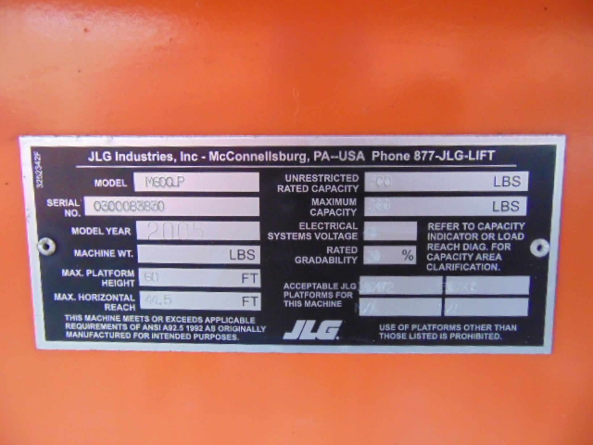 2005 JLG M600JP Electric Boom Lift - Image 15 of 15