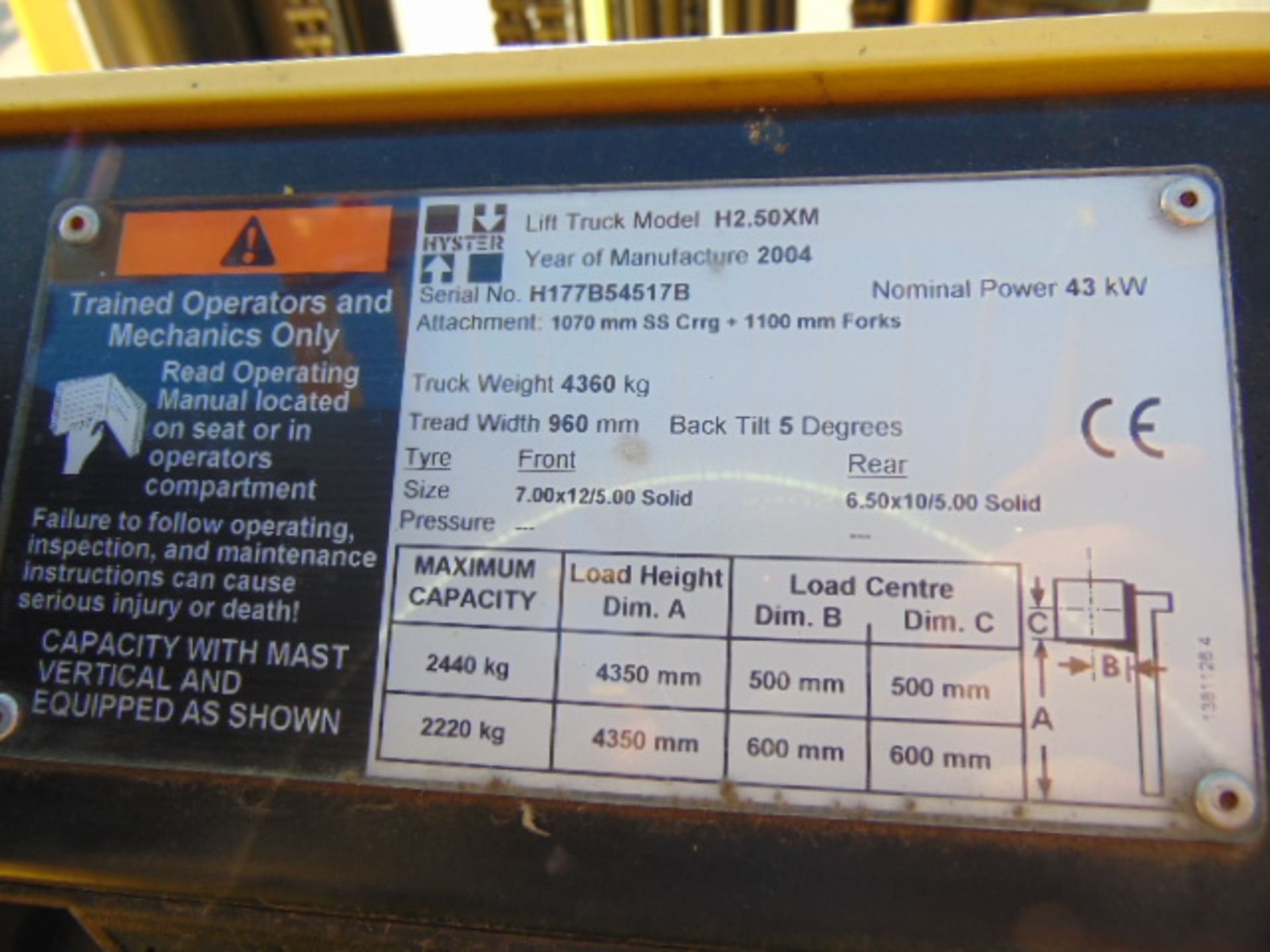 Hyster H2.50XM Counter Balance Diesel Forklift - Image 17 of 17