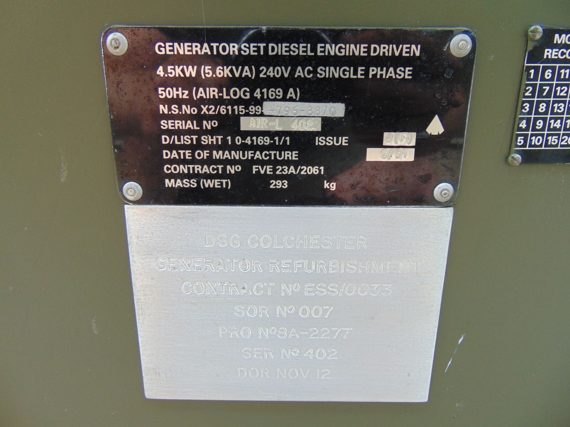 Lister Petter Air Log 4169 A 5.6 KVA Diesel Generator - Image 17 of 17