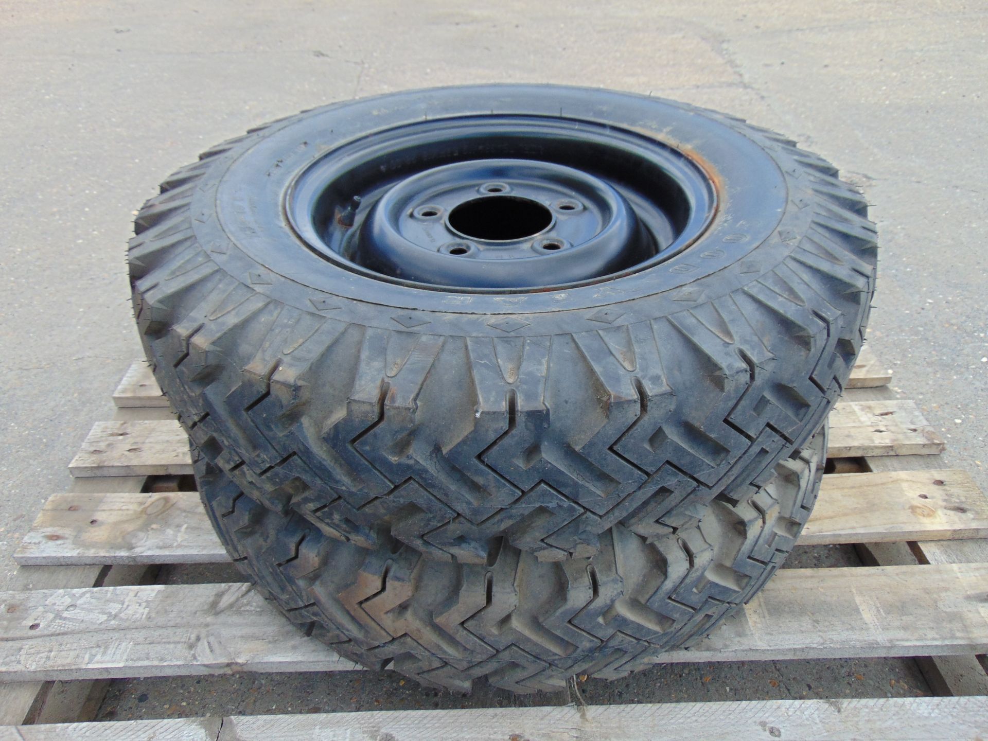 2 x Goodyear 7.50-16 Hi-Miler Xtra Grip Tyres C/W 5 Stud Rims
