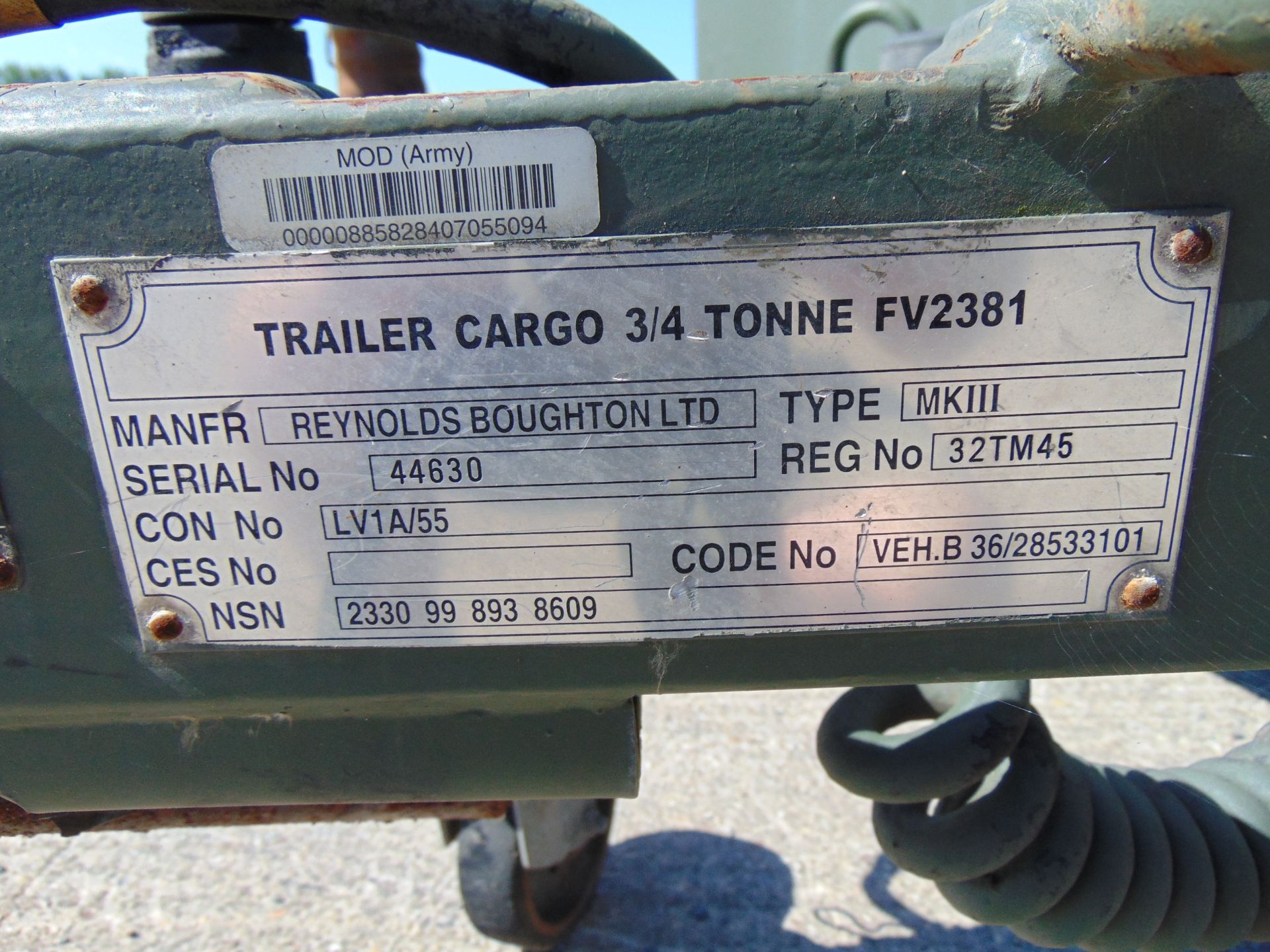 Ex Reserve Sankey 3/4 ton widetrack trailer - Image 12 of 12