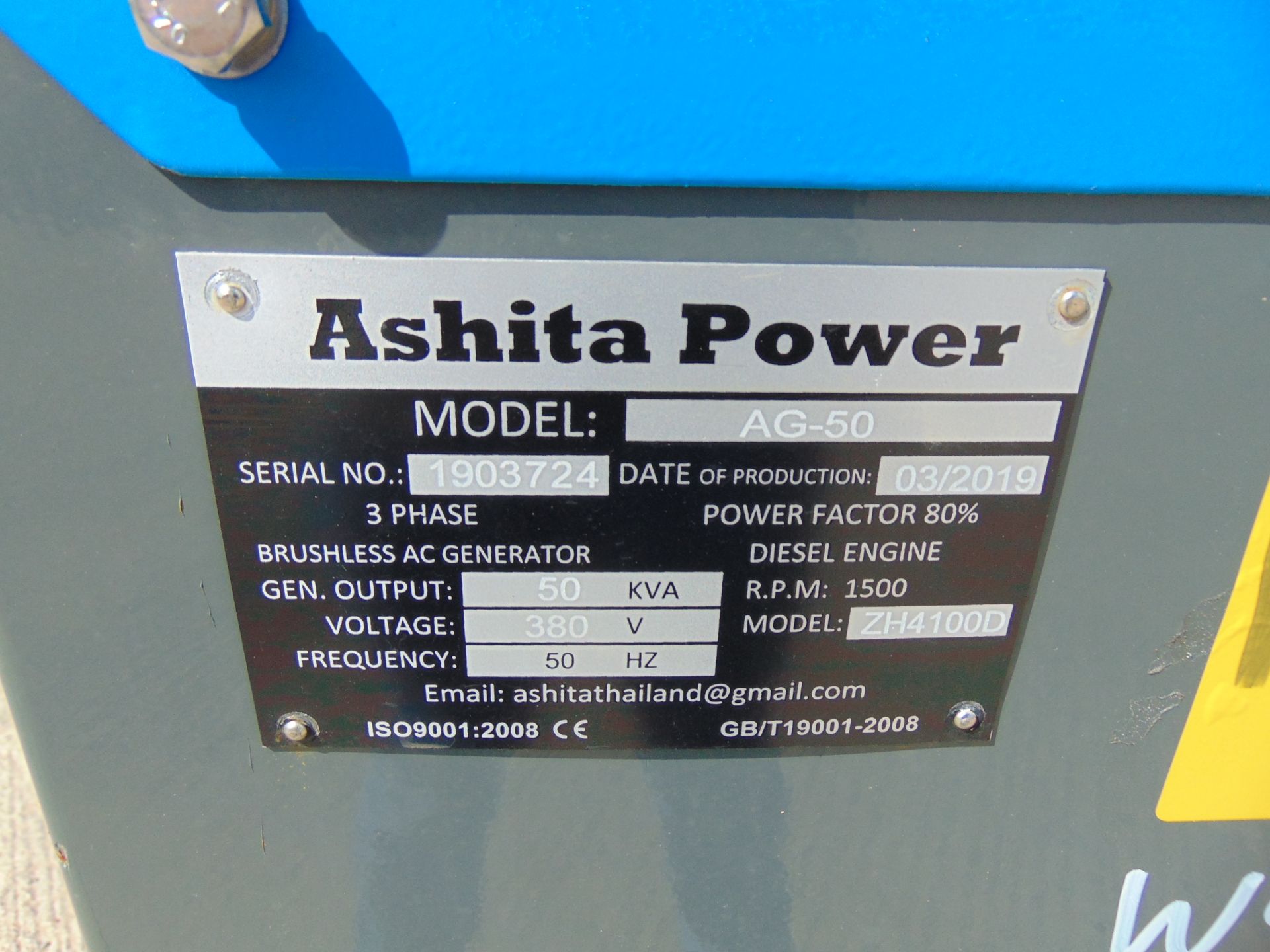 UNISSUED WITH TEST HOURS ONLY 50 KVA 3 Phase Silent Diesel Generator Set - Image 8 of 18