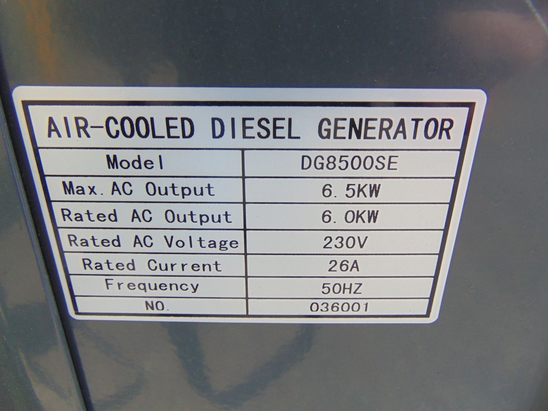 UNISSUED DG8500SE 6.5kw 230v 50hz Silent Diesel Generator Set - Image 9 of 9