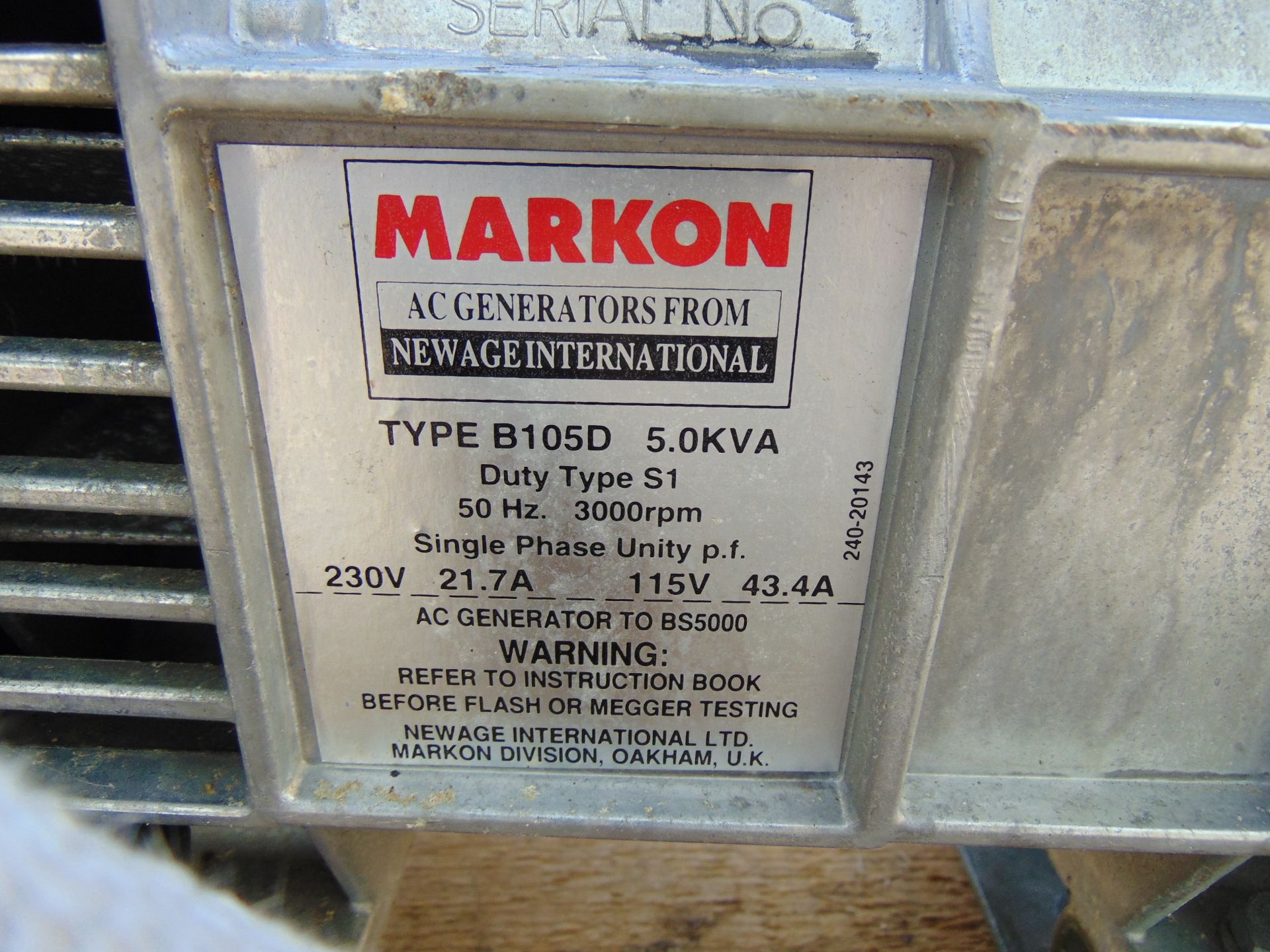 Lister Petter Markon 5 KVA Single Phase Diesel Generator - Image 8 of 12