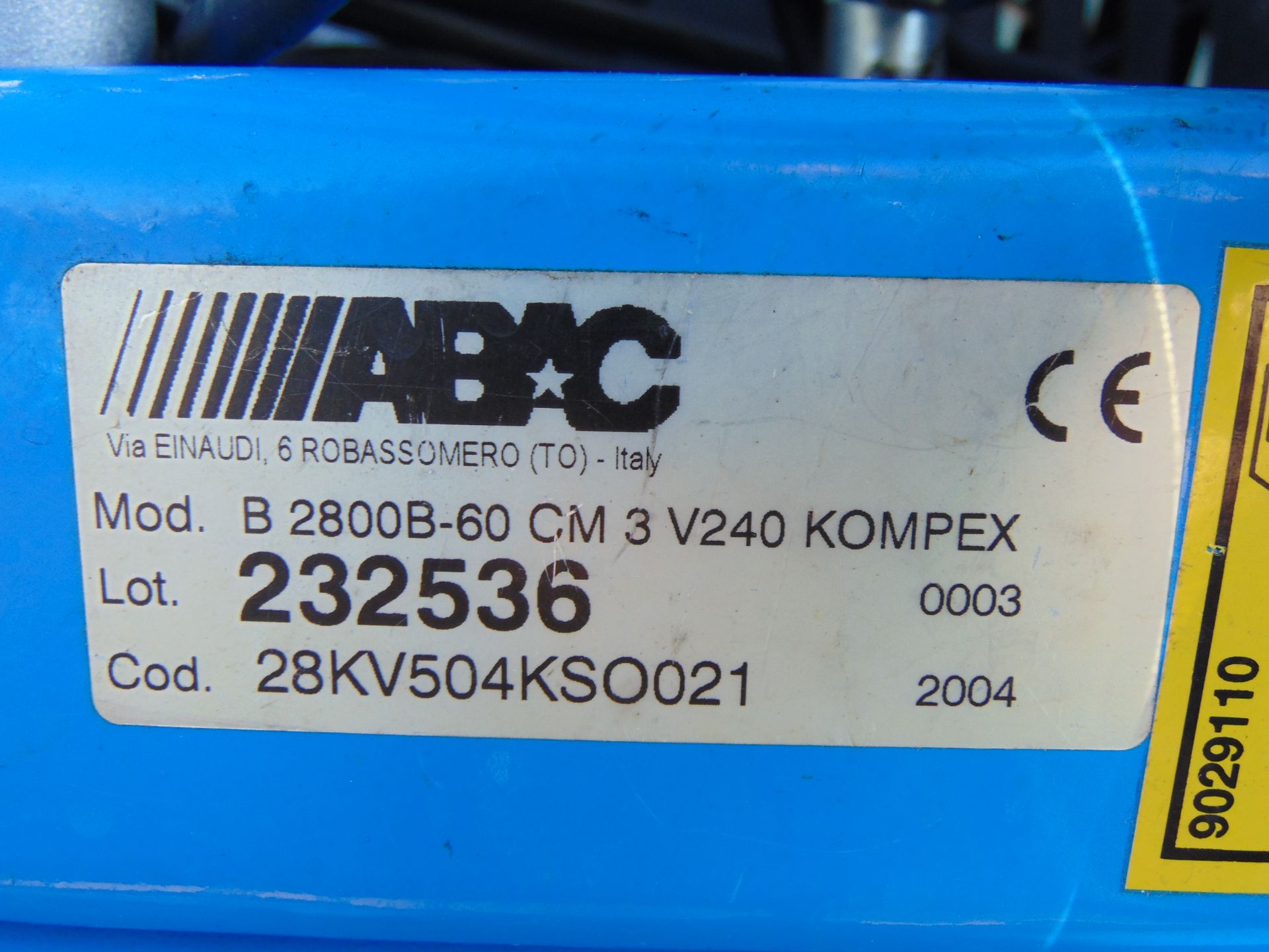 ABAC B 2800B-60 cm 3 V240 Kompex Mobile Air Compressor - Image 9 of 9