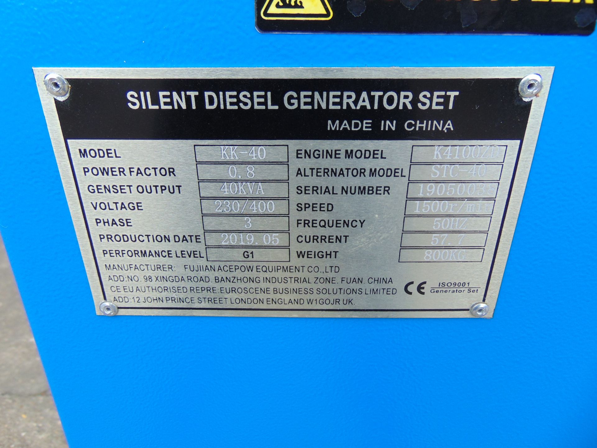 UNISSUED 40 KVA 3 Phase Silent Diesel Generator Set - Image 21 of 21