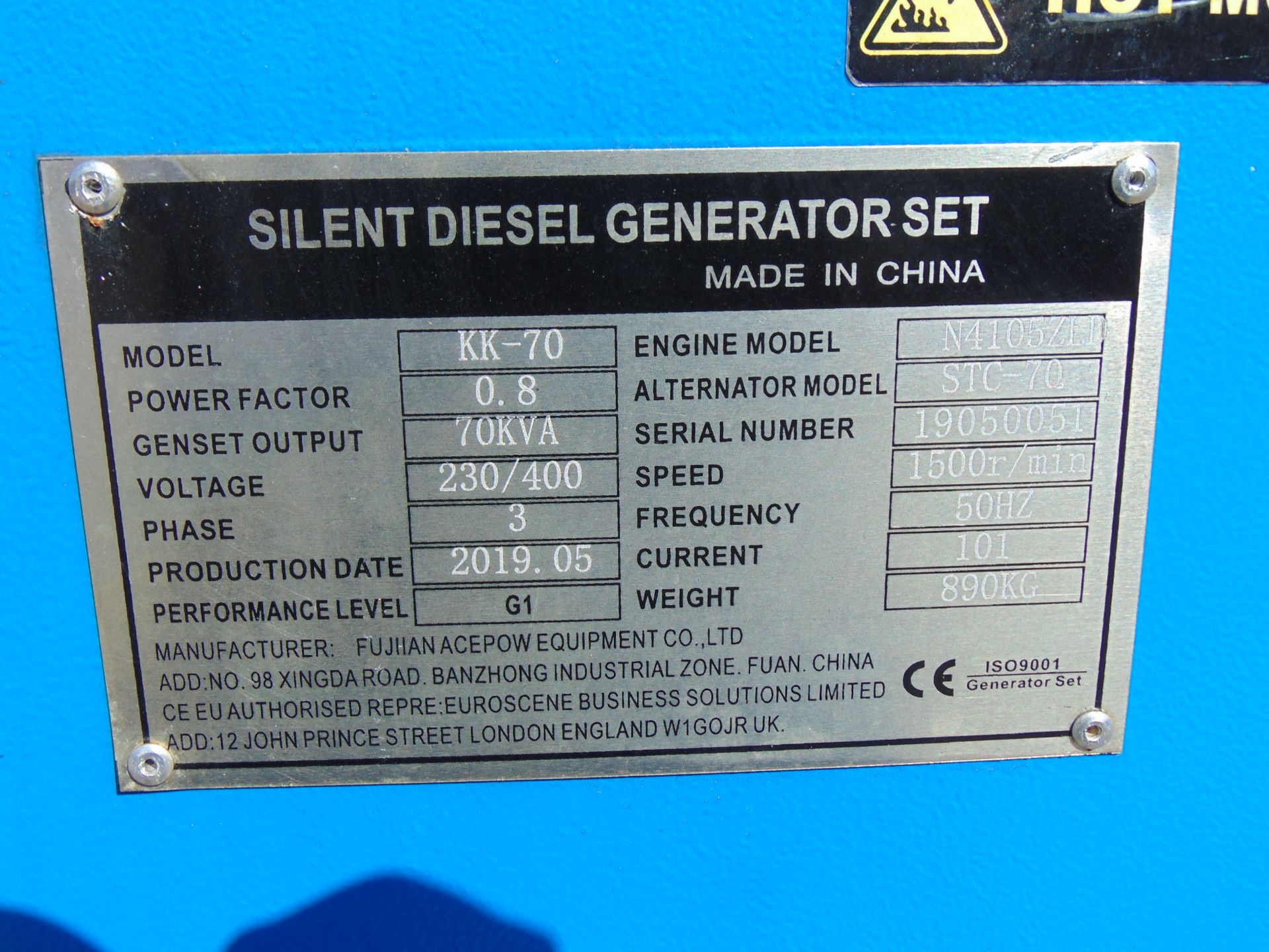 UNISSUED 70 KVA 3 Phase Silent Diesel Generator Set - Image 17 of 17