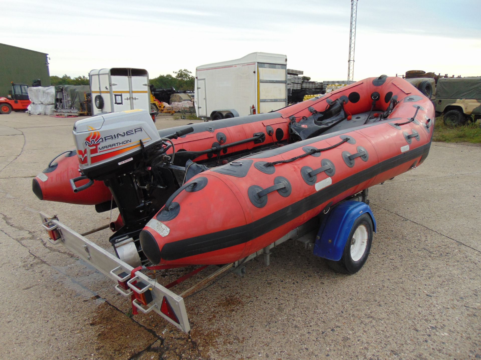 Eurocraft 440 Inflatable Rib C/W Mariner Outboard Motor and Transportation Trailer