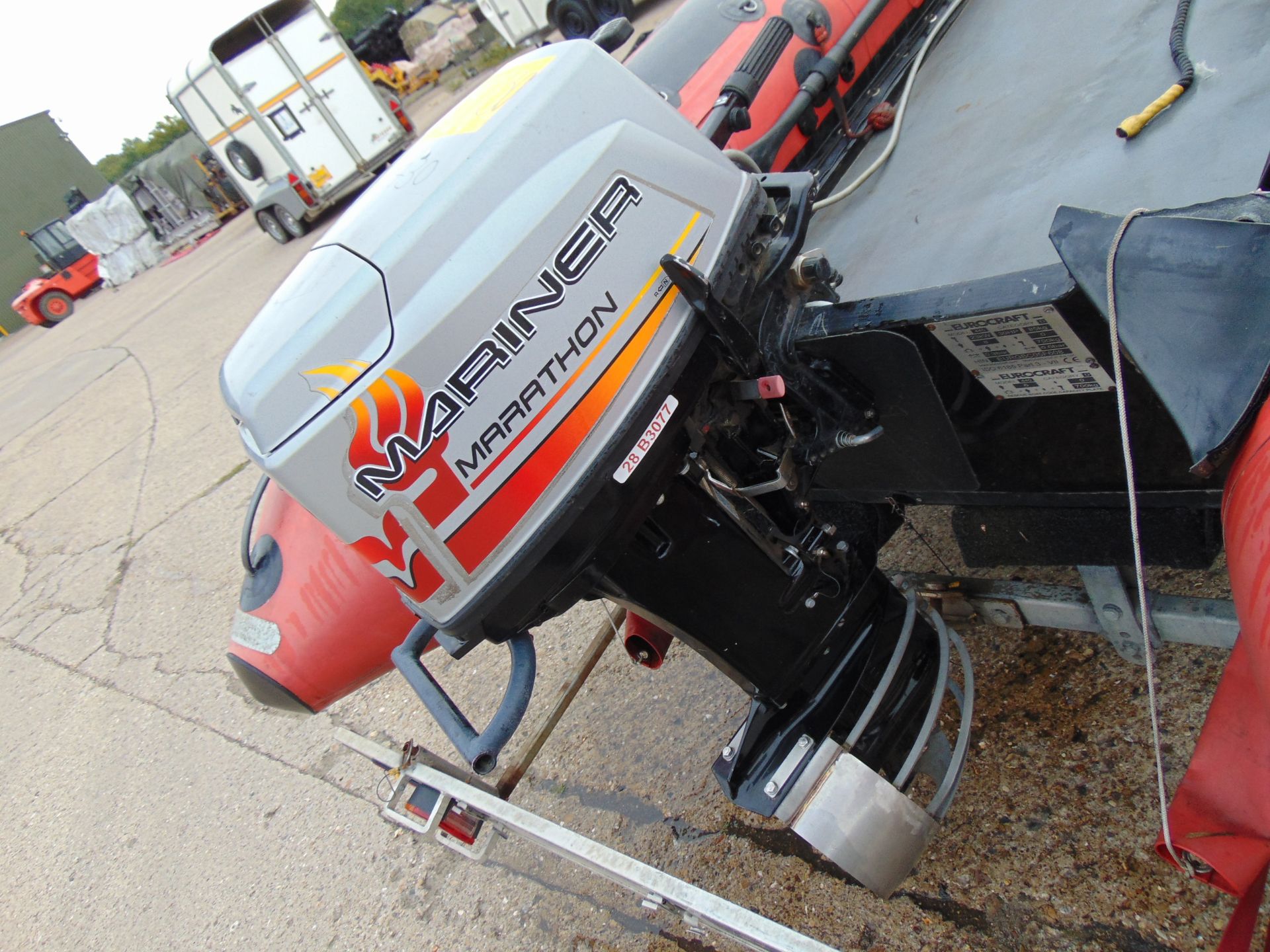 Eurocraft 440 Inflatable Rib C/W Mariner Outboard Motor and Transportation Trailer - Image 19 of 26