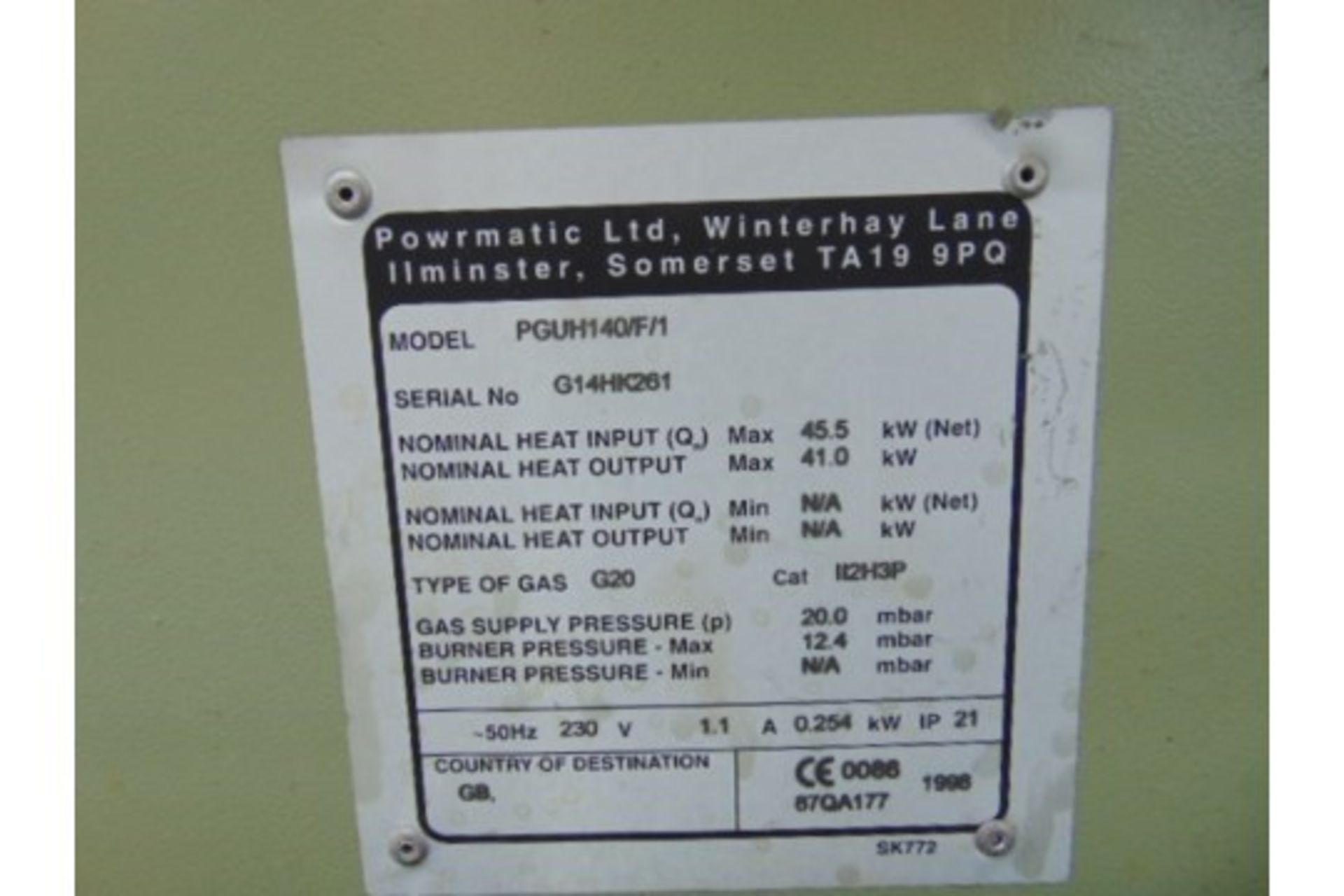 Powermatic PGUH 140/F/1 Heater - Image 8 of 10