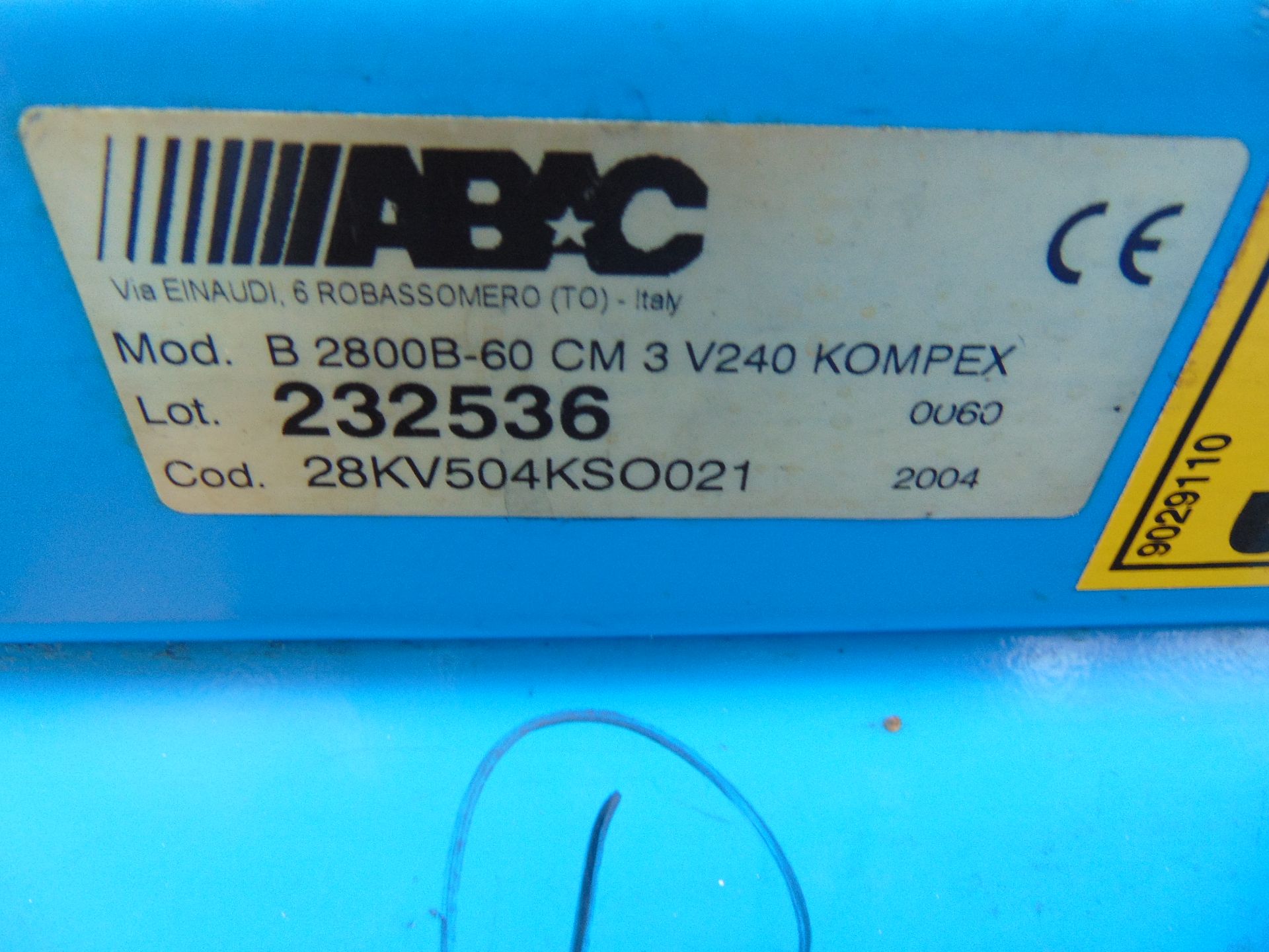 ABAC B 2800B-60 cm 3 V240 Kompex Mobile Air Compressor - Image 8 of 8