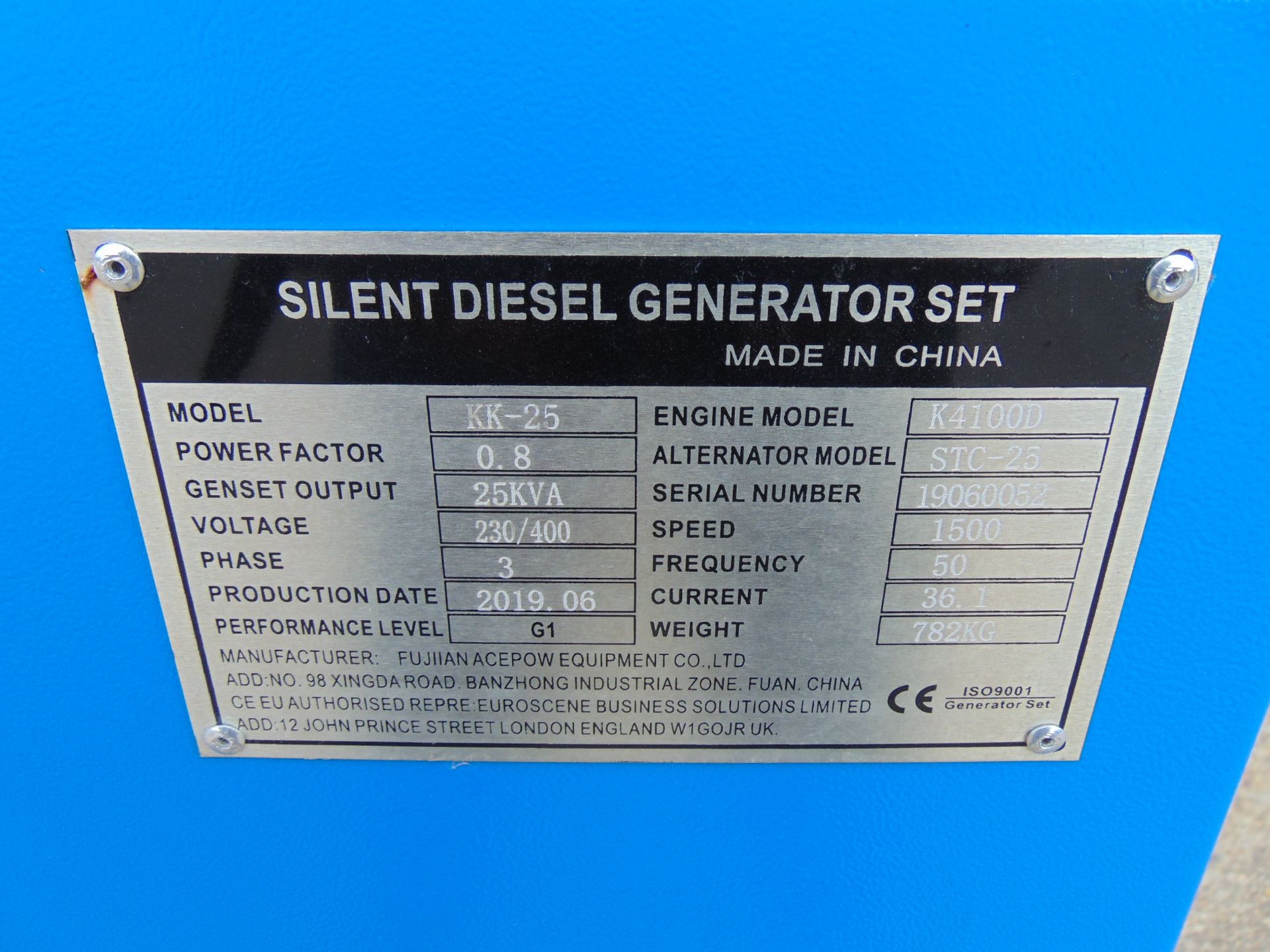 UNISSUED 25 KVA 3 Phase Silent Diesel Generator Set - Image 15 of 15