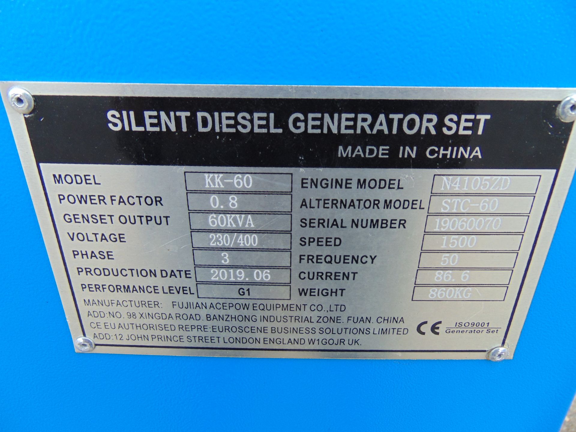 UNISSUED 60 KVA 3 Phase Silent Diesel Generator Set - Image 15 of 15