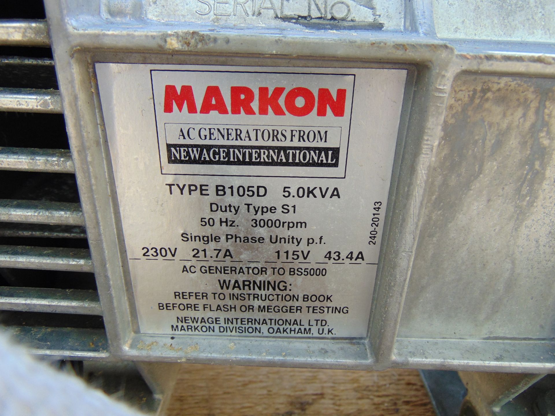 Lister Petter Markon 5 KVA Single Phase Diesel Generator - Image 9 of 12