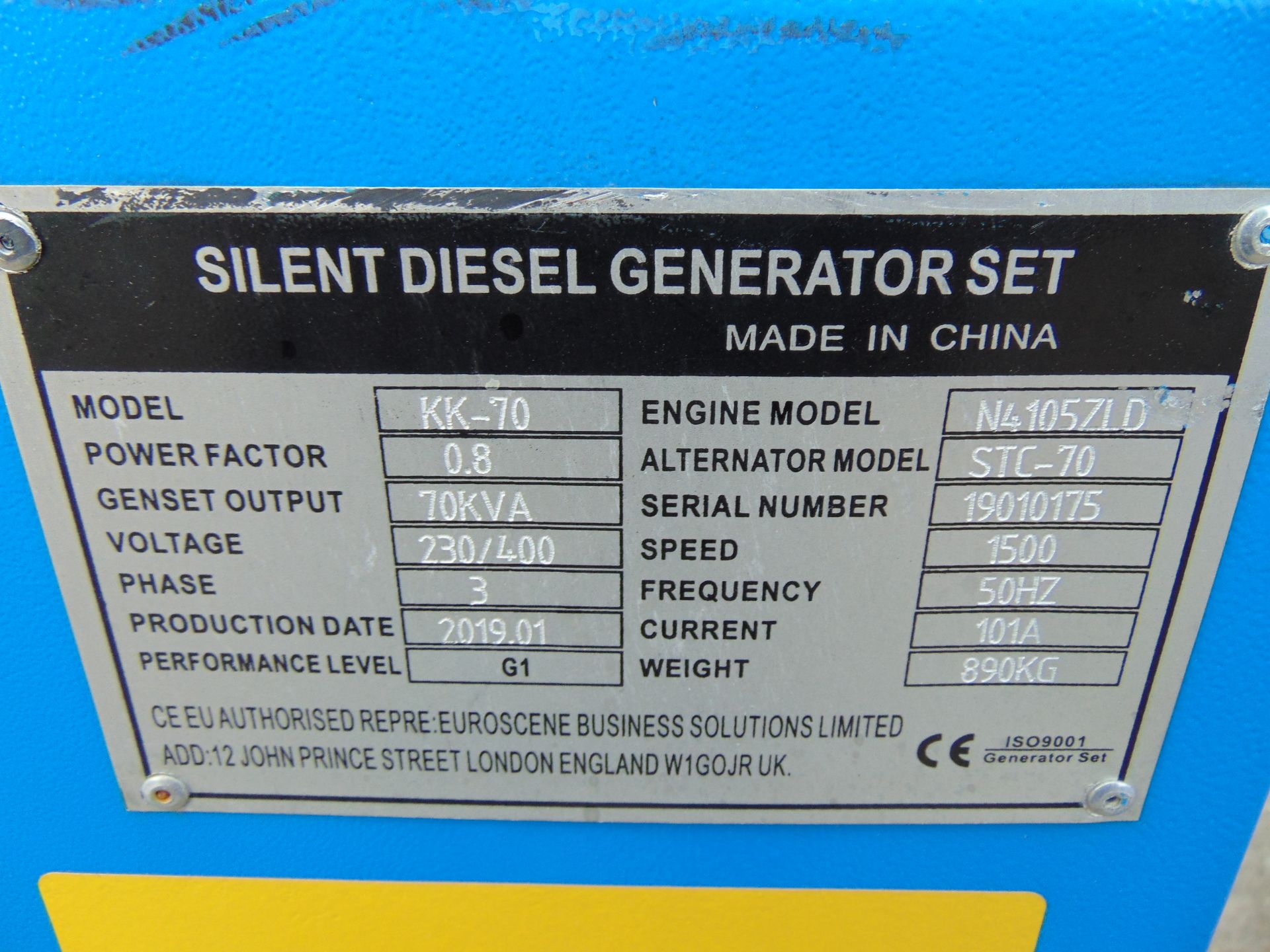 UNISSUED 70 KVA 3 Phase Silent Diesel Generator Set - Image 13 of 13