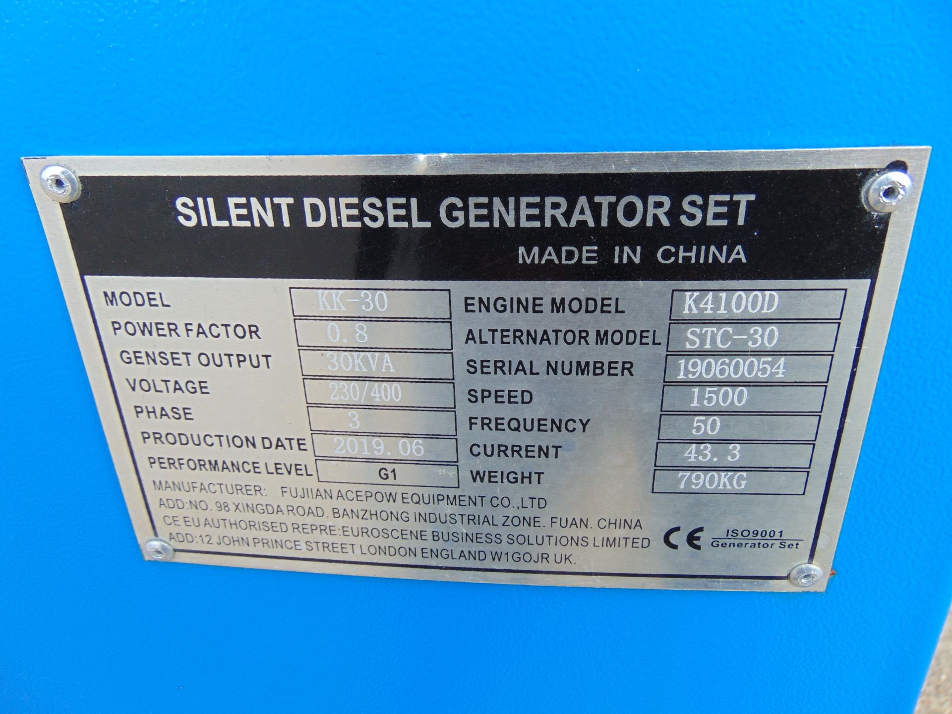 UNISSUED 30 KVA 3 Phase Silent Diesel Generator Set - Image 14 of 14