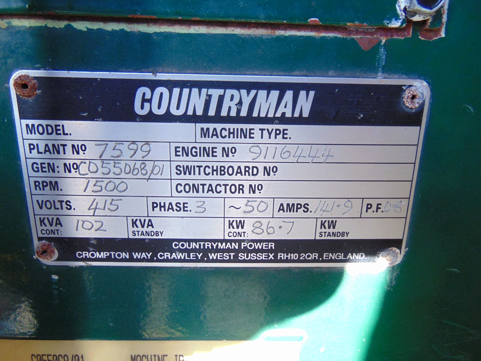 Countryman 102 KVA Containerised Deutz/Stamford Diesel Generator - Bild 7 aus 23