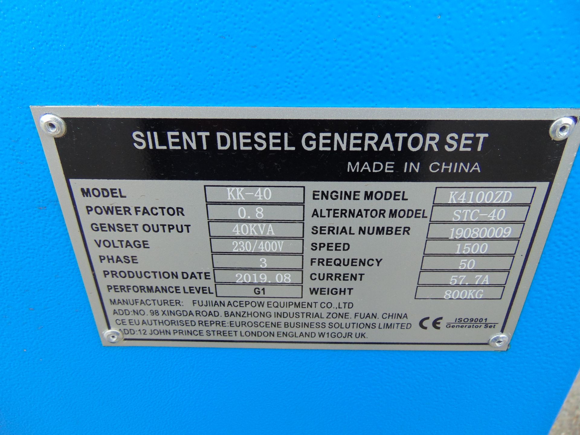 UNISSUED 40 KVA 3 Phase Silent Diesel Generator Set - Image 14 of 14