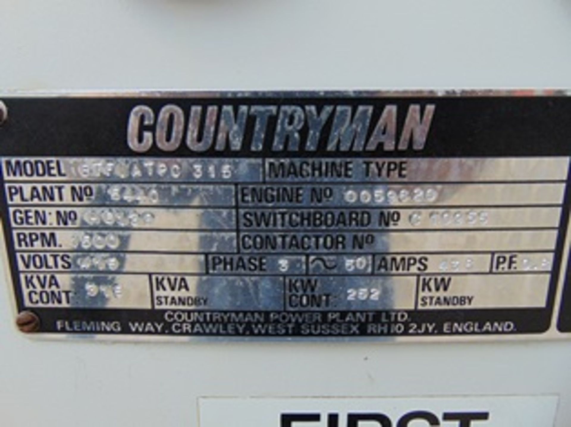 Countryman 325KVA 3 Phase FIAT V8 Twin Turbo Diesel Generator - Bild 5 aus 20