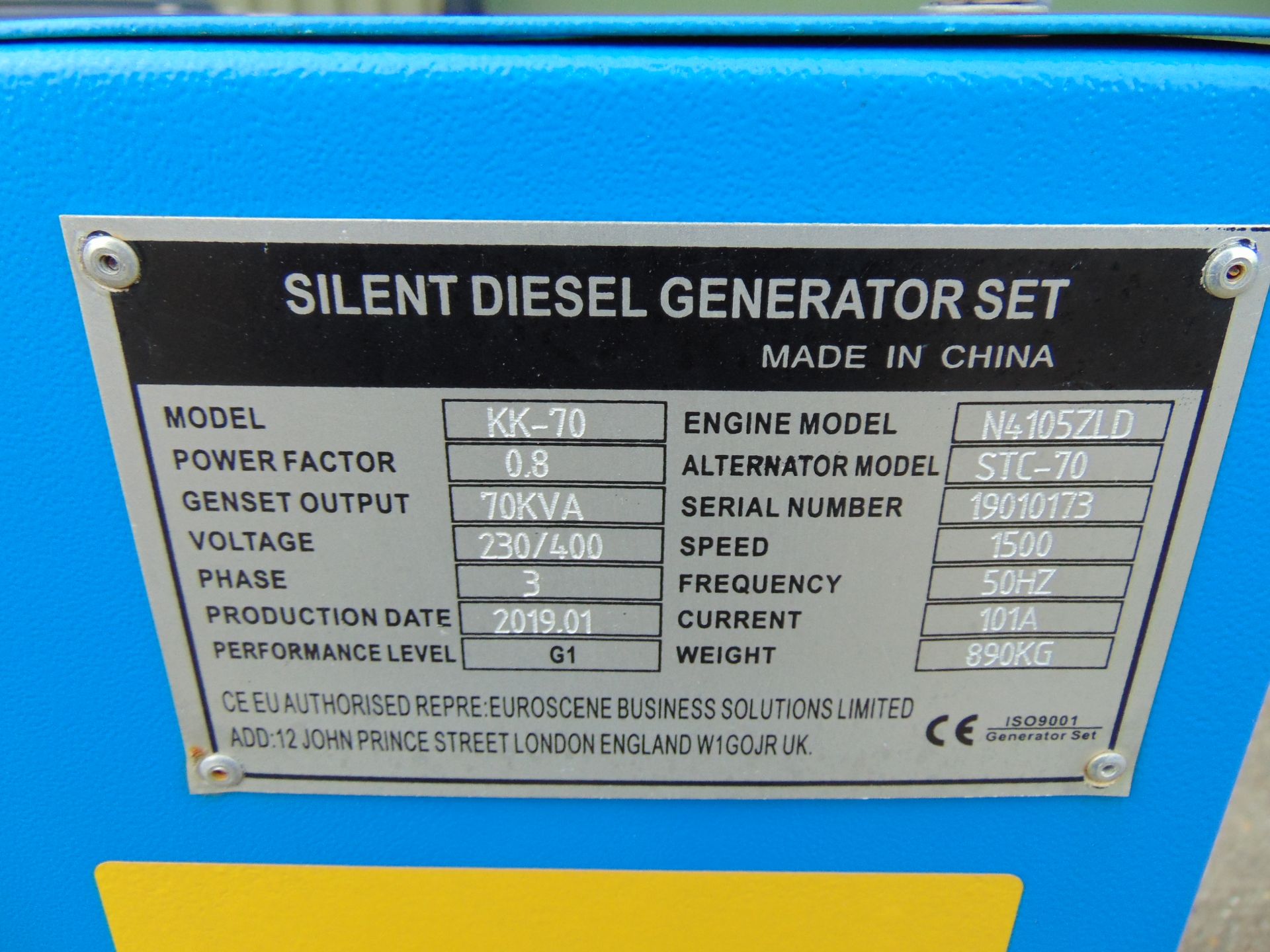 UNISSUED 70 KVA 3 Phase Silent Diesel Generator Set - Image 13 of 13